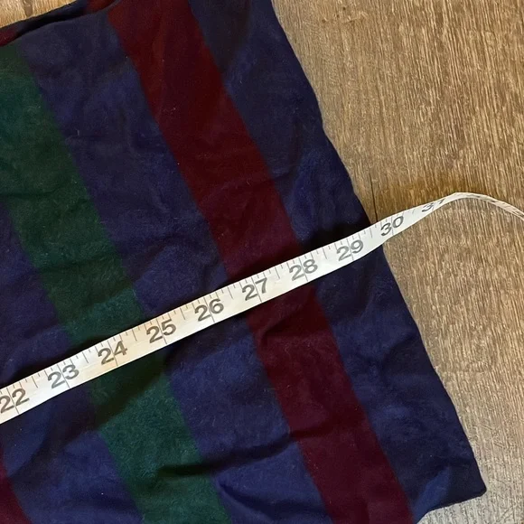 Enrico Milano Reversible Striped Silk Scarf Fringe OS Navy Maroon Green